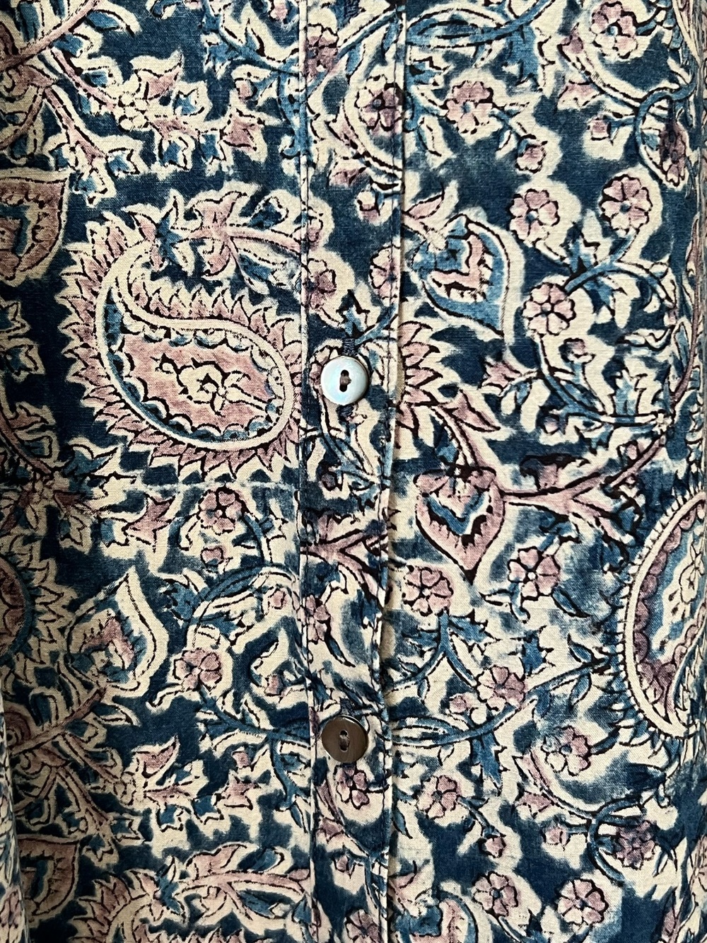 Pure Jill Floral Paisley Maxi Dress Blue Pink Organic Cotton Button Front M NEW - Picture 9 of 16